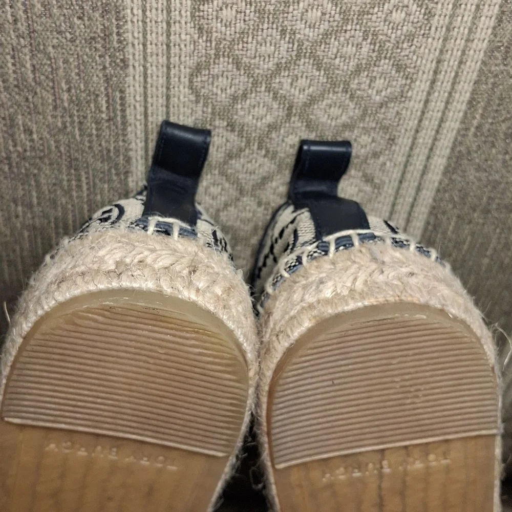 Tory Burch Beige and Black Logo Espadrilles
